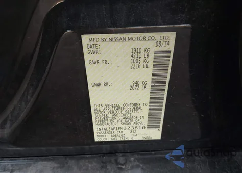 2015 Nissan Altima 2.5/2.5 S/2.5 Sl/2.5 Sv from USA, damaged, VIN 1N4AL3AP1FN323810